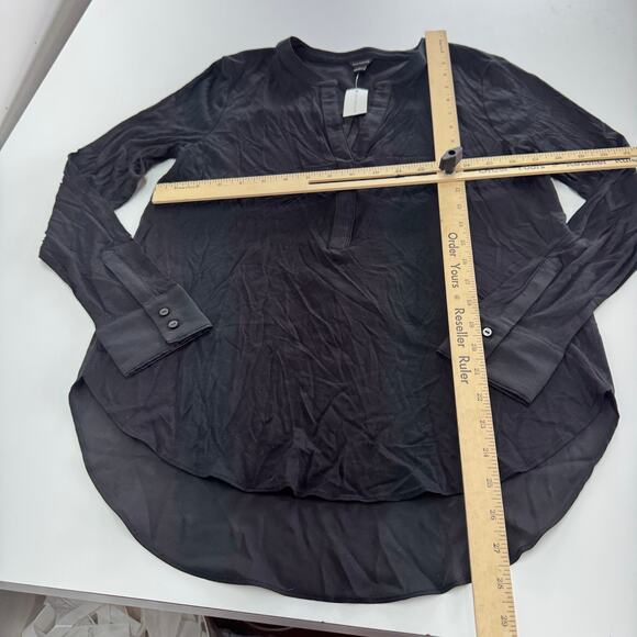 Ann Taylor Top Womens Small Black V Neck High Low Blouse - Picture 8 of 8